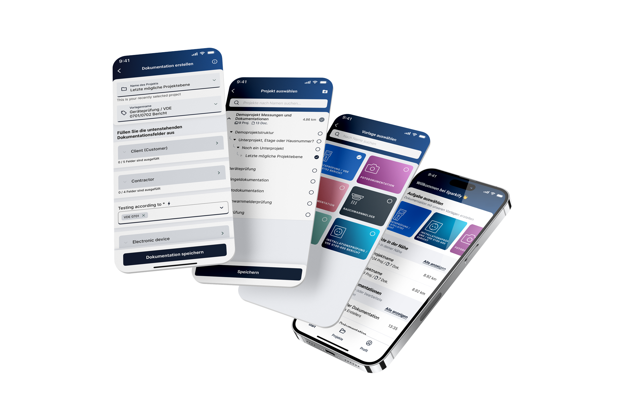 Sparkify-appen på en smarttelefon — NFC-flyt med en PAT-tester